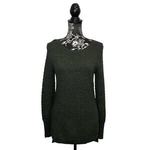 Athleta Tunic Sweater Merino Wool Blend Thermal Honeycomb Knit Moss Green Small